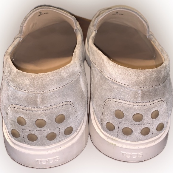 Tod's Gray Suede Calf Leather Slip-On Loafers Driving Shoes Rubber Sole Men’s 8 - Picture 4 of 13